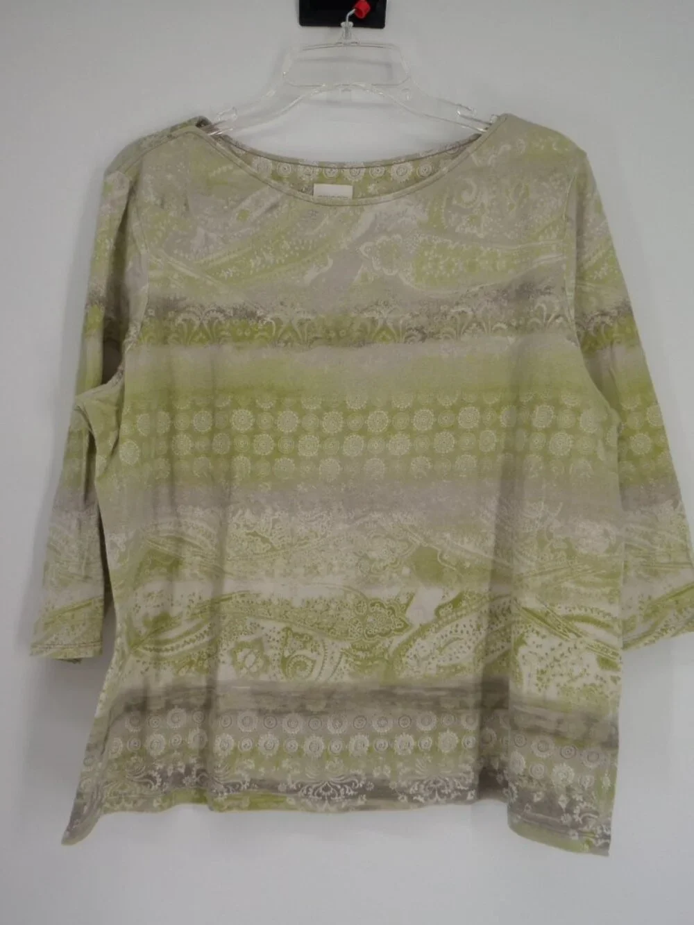 Chico's  Women's 3/4 Sleeve Multi Color Print  Top  Size 3 US XL